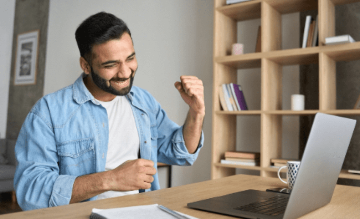 person excited about how to become affiliate marketer
