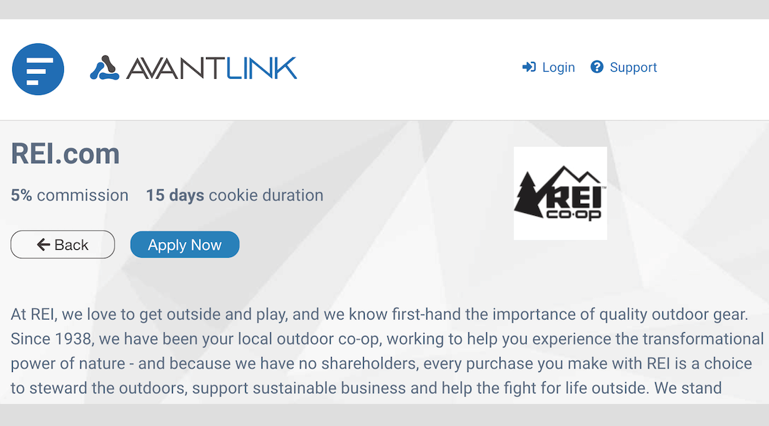 REI affiliate program